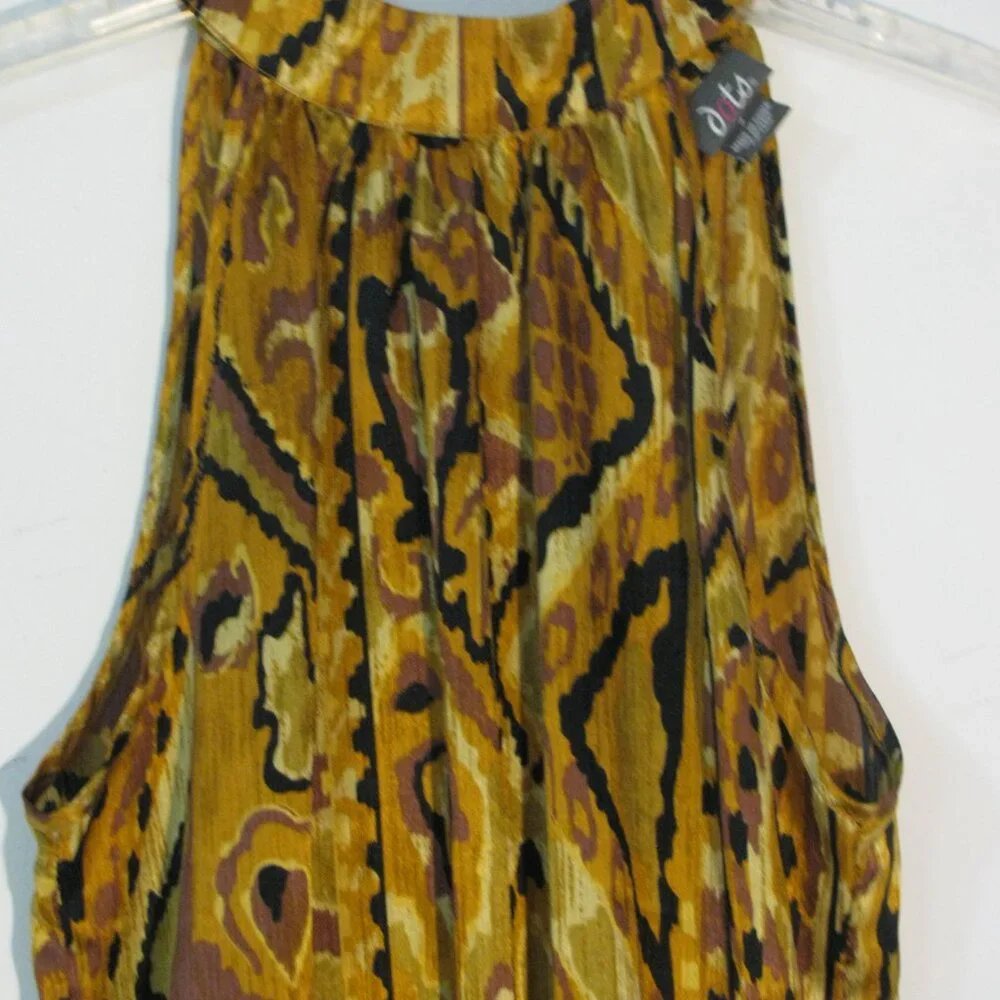 * 2/$15 Dots Silky Halter Style Blouse Small Necklace Smocking Smocked Hem Silky - Picture 2 of 4